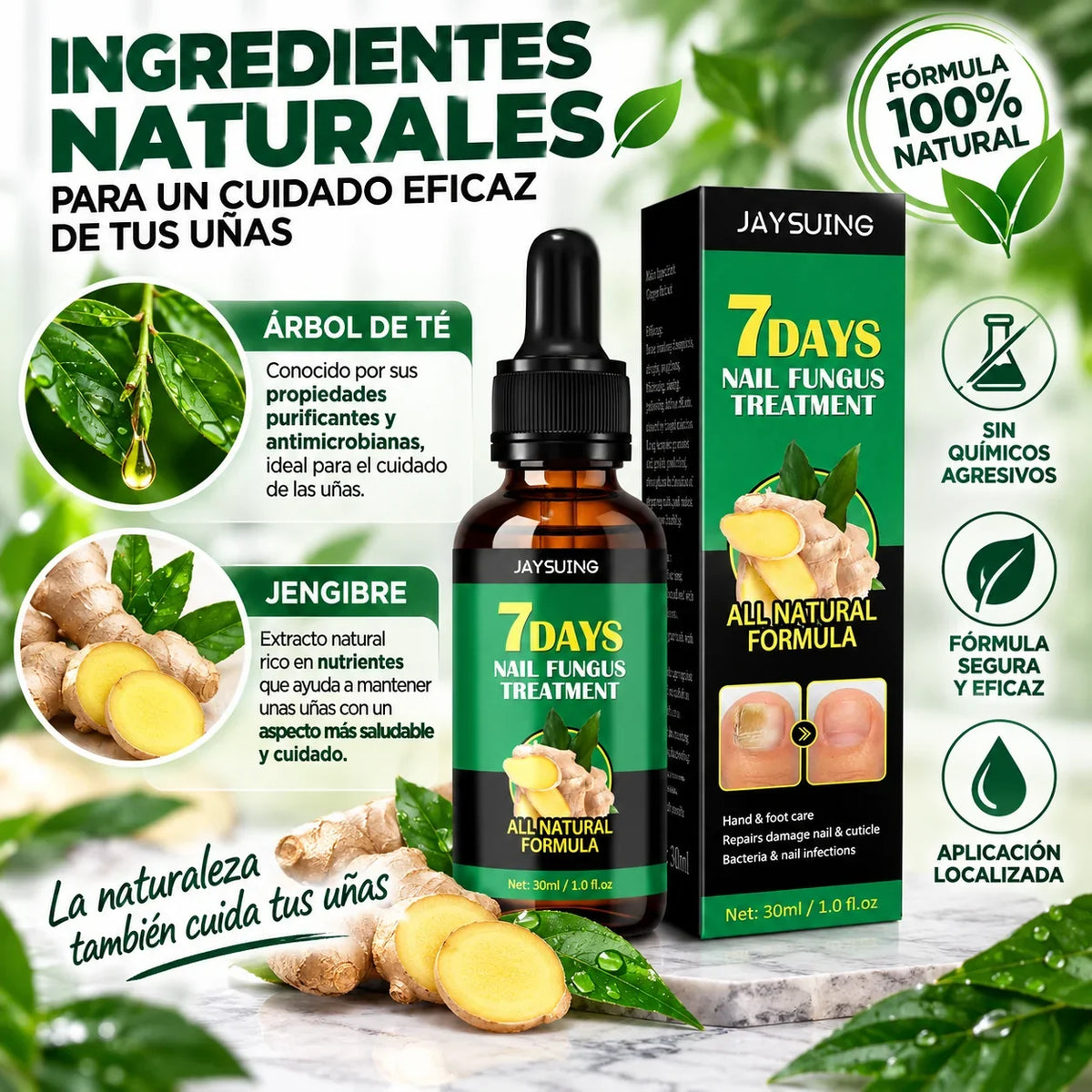 JaySuing™ — Aceite de Uñas Tea Tree + Jengibre (Pack 2)