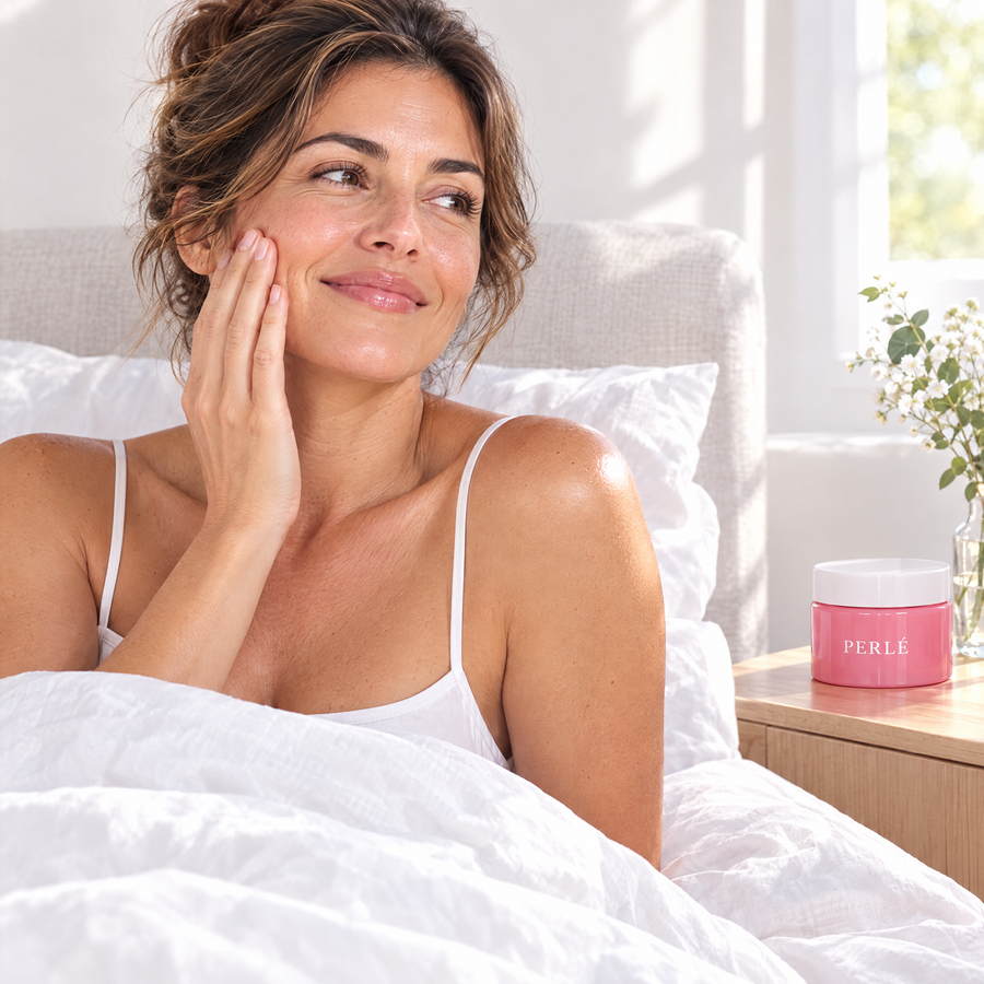 Mujer con la piel descansada por la mañana